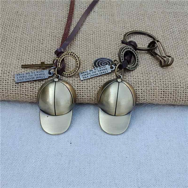 ネックレス レトロ エスニック 野球帽 ペンダント シンプル カップル セーター チェーン ロング メンズ レディース ヒップ ホップ アクセサリー