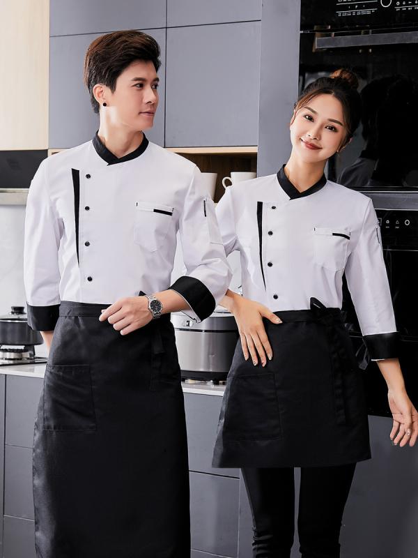 ユニフォーム 制服 作業着 おしゃれ ファッション 秋冬 ホテル シェフ 長袖 七分袖 メンズ 通気性 キッ..