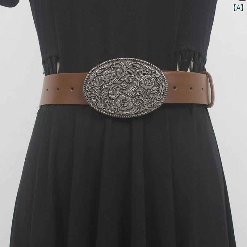 ファッション ベルト ホワイト ヴィンテージ風風 ローズ柄 プッシュオン ジーンズ パンツ スカート 装飾品 アクセサリー レディース