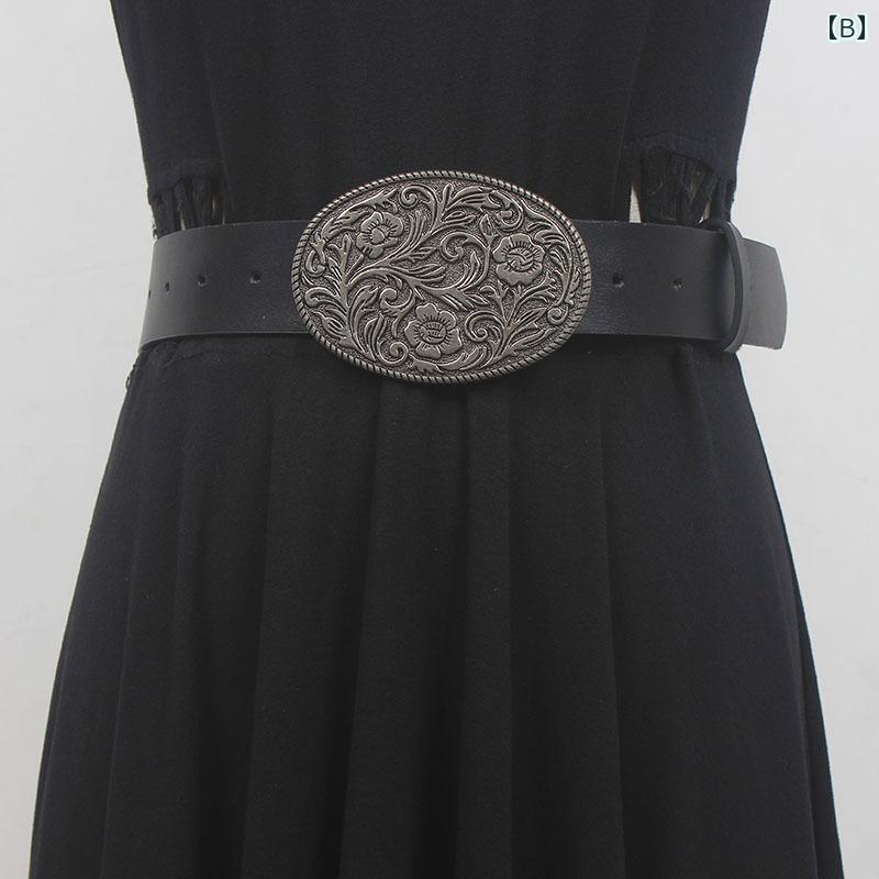 ファッション ベルト ホワイト ヴィンテージ風風 ローズ柄 プッシュオン ジーンズ パンツ スカート 装飾品 アクセサリー レディース