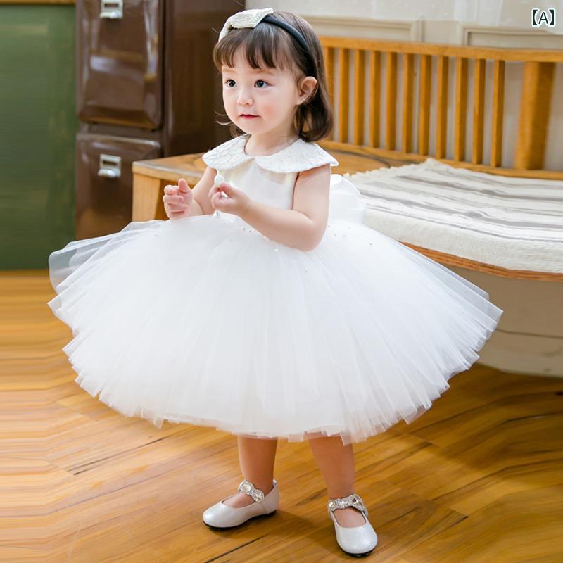 ドレス 女の子 白い ガールズ 1歳 女児 赤ちゃん 春夏 赤ちゃん 最初 週 子供用 ホスト ふわふわ 糸 プリンセス フラワーガール
