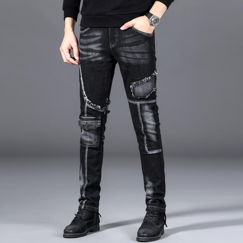 Skinney Pants - メンズ ジーンズ ダメージ 加工 スリムフィット メンズ ストレッチ ストレッチ性 カジュアル ロング パンツ デニム オールシーズン通