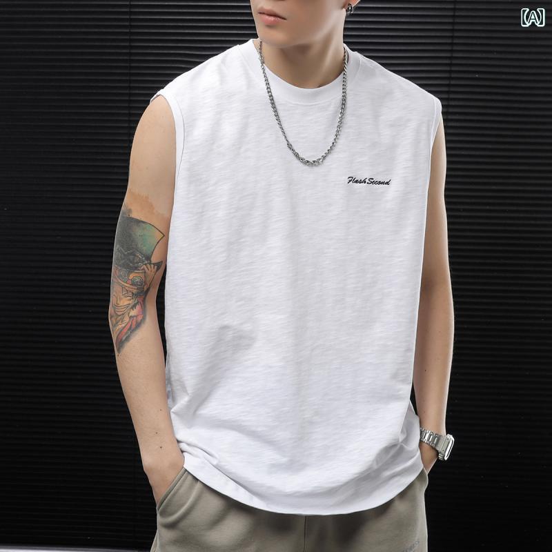 Tシャツ メンズ メンズ アウトドア ファッション 夏 ノースリーブ タンクトップ ラウンドネック トップス 大きめサイズ ゆったり プルオーバー