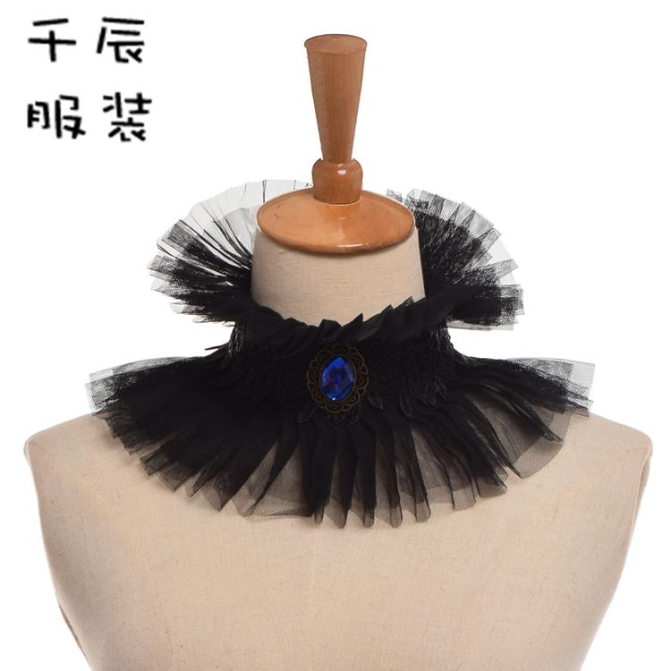 つけ襟 ピエロ ファッション アクセサリー 雑貨 ゴシック レトロ 宮殿 レース キャバ ブルー ペンダン..