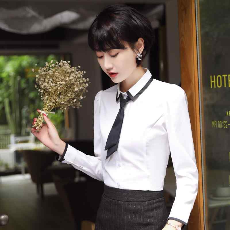 制服 ユニフォーム レディース ワークウェア オフィス シャツ ブラウス 長袖 レイヤリング