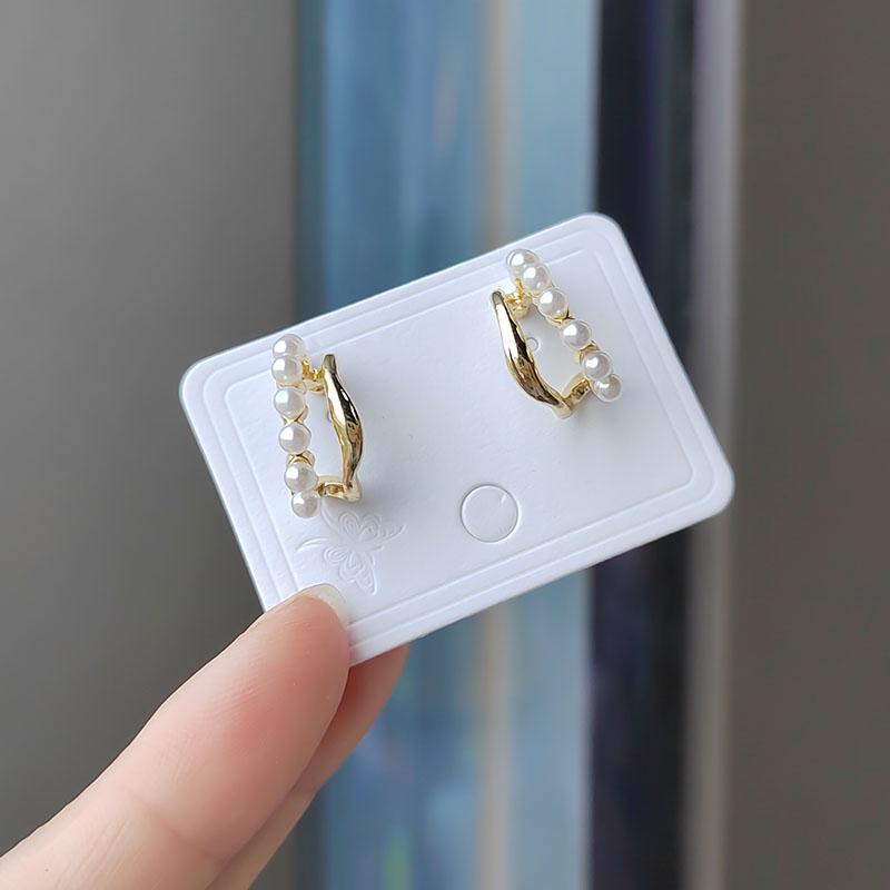 ピアス レディース かわいい 925 シルバー ニードル クロス c 字型 パール 二重層 ウェーブ ライト 韓国 ファッション アクセサリー ジュエリー