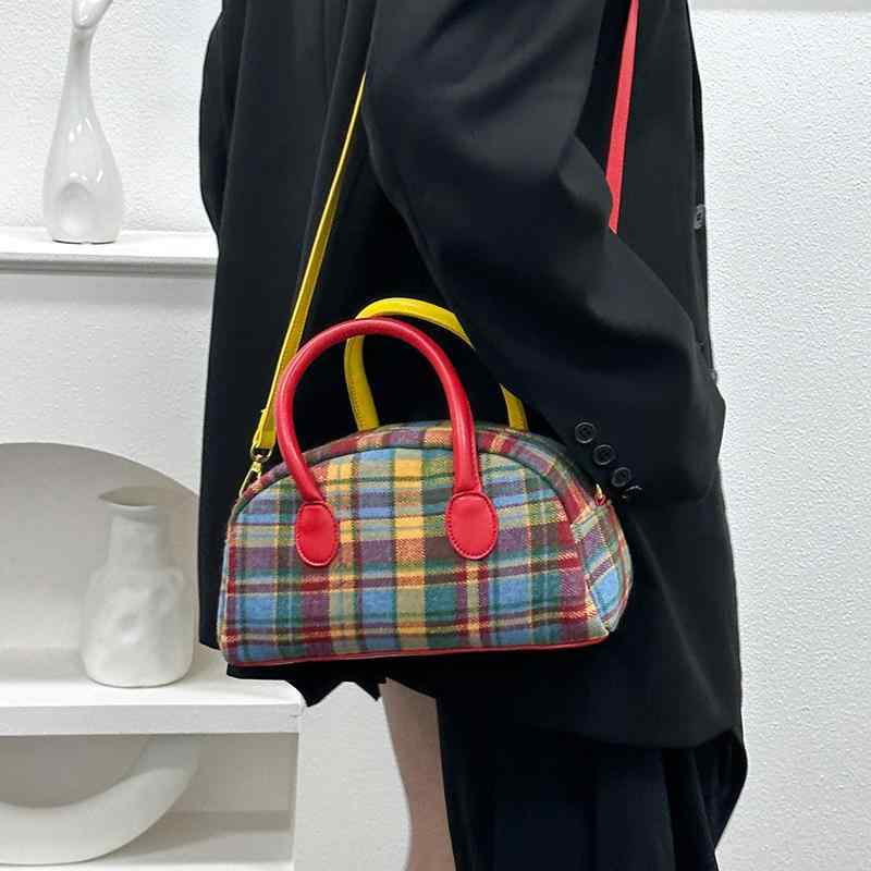 バッグ ハンドバッグ ショルダーバッグ レディース レディース ミニバッグ かわいい 秋冬 チェック ウール