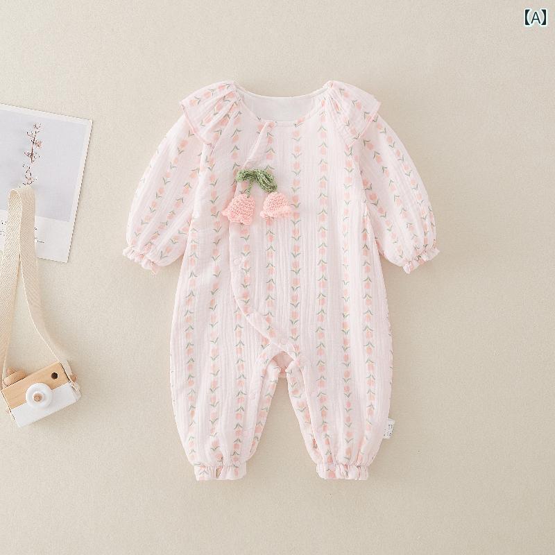 ロンパース ジャンプ スーツ カバーオール ベビー 服 かわいい 春服 新生児 女の子 生後1ヶ月 100日 姫 おしゃれ 服 春秋服