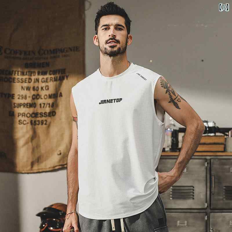 メンズ 夏 タンクトップ ノースリーブ トップス ラウンドネック カジュアル ストリート バスケ おしゃれ かっこいい 着やい 快適 スポ..