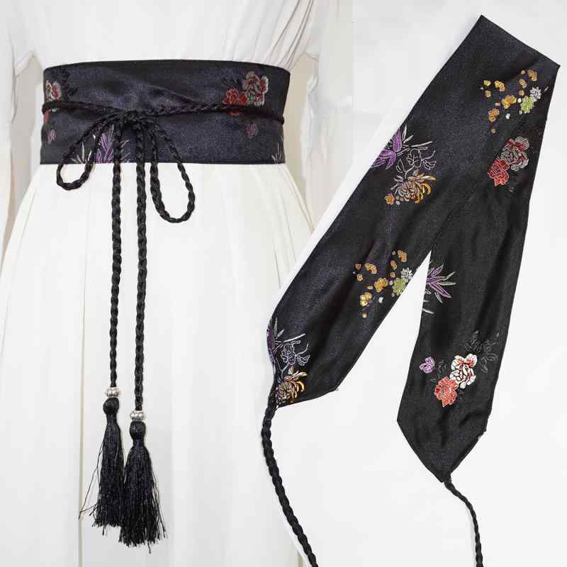 帯ベルト サッシュベルト 菊 和風 アクセサリー 腰飾り 腰紐 レトロ 刺繍 ベルト タッセル ウエストバ..