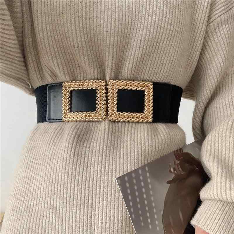 スカート レディース ベルト ワイド 女性 ベルト 装飾 韓国 ツイスト バックル 弾性 ウエスト バンド リスト バンド セーター 幅広い 汎用性