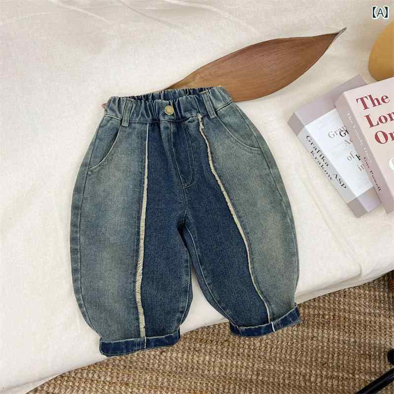 パンツ 秋 子供 ジーンズ ベビー カジュアル ズボン 男の子 シングル 開閉 可能 股 女性 赤ちゃん 大きい PP 秋