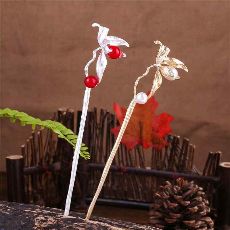 ヘアアクセサリー 髪飾り レディース ヘアピン アンティーク チャイナ風 レトロ 頭飾り エスニック ゴールド シルバー