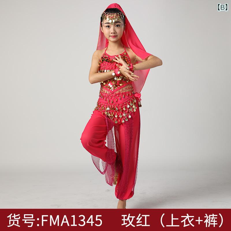 子供 キッズ 女の子 ダンス ファッション パフォーマンス コスチューム インド ベ...