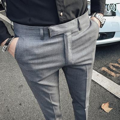 スラックス メンズ ストレッチ性 スーツパンツ 九分丈パンツ ロングパンツ スリムフィット ビジネス 英国 没性 カジュアル メンズ