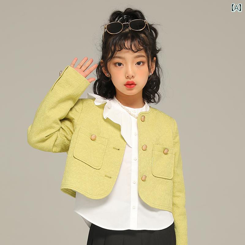 ジャケット トップス 子供服 アウター カジュアル シンプル 普段使い キッズ 女の子 春服 エレガント スタイル おしゃれ 風 以上 子供用 上着 高級感 春