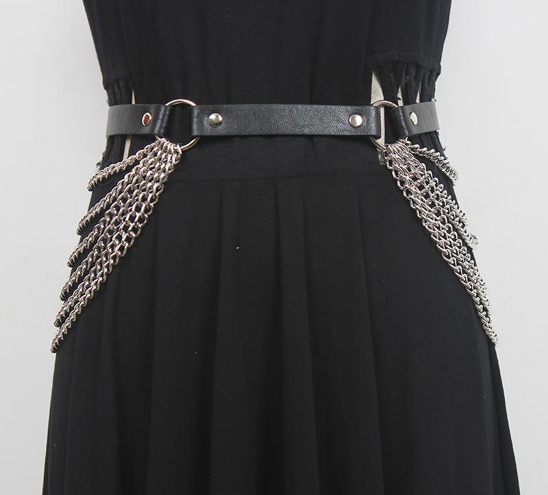 レディース ベルト おしゃれ アメリカ パンク ダーク コルセット 多層 タッセル チェーン ベルト ファ..