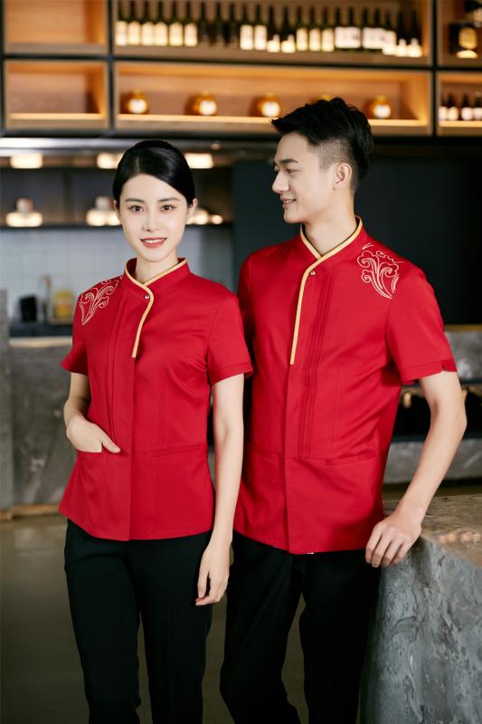 ユニフォーム 制服 作業着 おしゃれ ファッション 中華 レストラン レディース 夏 半袖 ケータリング ホテル ウェイター 大きめサイズ メンズ ポリエステル