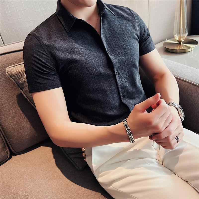 シャツ メンズ 夏 カジュアル トップス 高級感 グレー 半袖 アイロン 不要 ビジネス スリム フィット 半袖 薄手