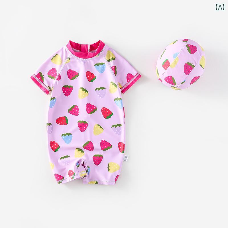 水着 子供 スイムウェア キッズ 女の子 プリンセス ファッション 夏 マリンリゾート プール 海水浴 夏 スイム ウェア イチゴ ストロベリー 半袖 ボクサー ワンピース