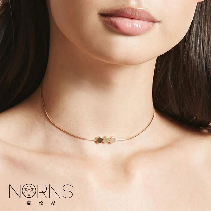 レディース ネックレス アクセサリー 大人 かわいい ゴールド シンプル ラウンド クール チョーカー インス カード ネック 鎖骨