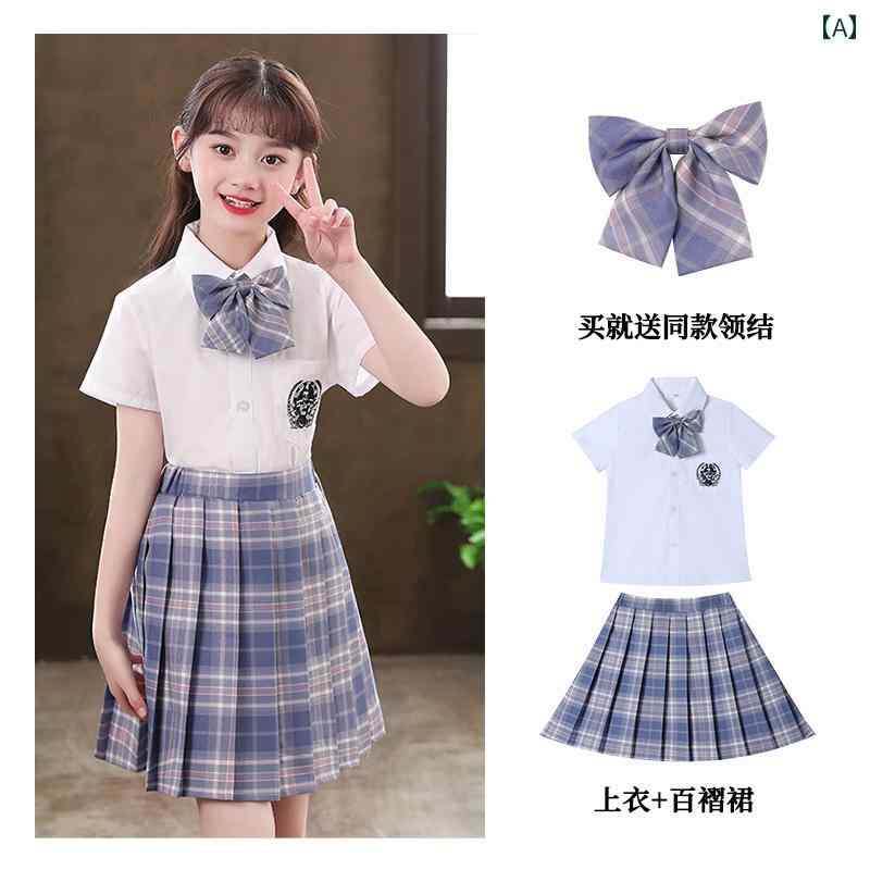 女の子 制服 ガール ガーリー jk jc 制服 スクールガール風 夏 子供 キッズ プリーツスカート チェック..