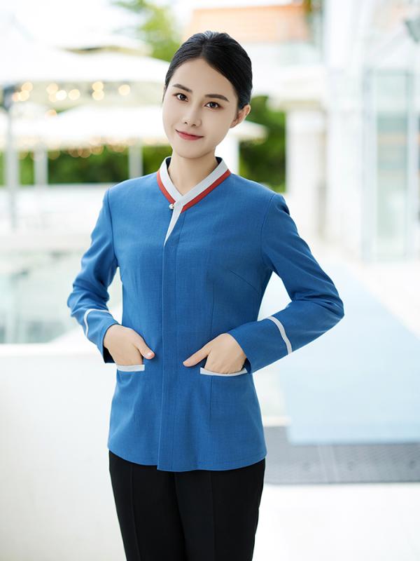 ユニフォーム 制服 作業着 おしゃれ ファッション 清掃員 長袖 ホテル 営業 ショッピングモール 客室 秋冬 大きめサイズ ポリエステル シンプル
