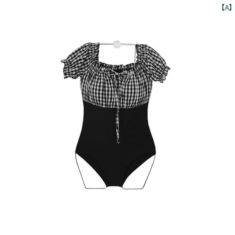 レディース 水着 おしゃれ かわいい 大人 女性 韓国 スタイル 暖かい ワンショルダー スリム 見え ワンピース バストアップ ハイウエスト 温泉 旅行 ビーチ プール リゾート サマーレジャー