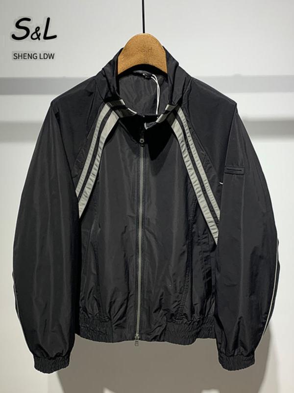Other - メンズ ファッション 春 スプライシング ジャケット 個性 ドロップ ショルダー 快適 スタンドカラー