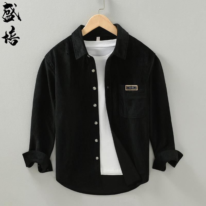 樂天商城 - トップス シャツ ジャケット メンズ 爽か シンプル ヤング カジュアル 春秋 コーデュロイシャツ 長袖 レトロ ワークウェア