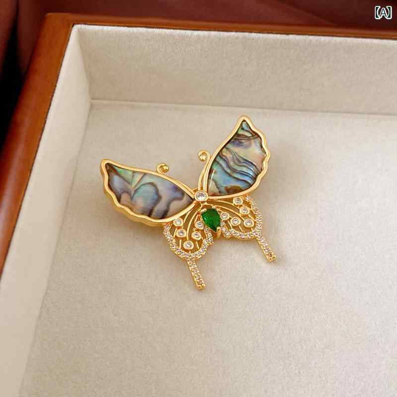 ブローチ 上品 セレモニー 蝶 ブローチ 高級感 女性 コサージュ パール セーター ピン スーツ 精巧 大..