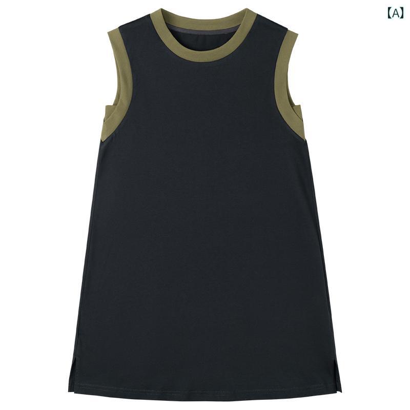 ドレス ワンピース キッズ かわいい ナチュラル 子供服 ネイビーブルー ベスト 夏 綿 カジュアル 多目的 ガールズ ハイエンド