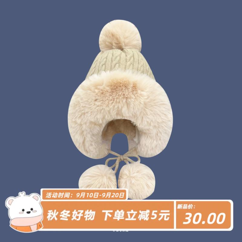 帽子 冬 レディース かわいい ファーボール ニット 韓国 暖かい 裏起毛 厚手 サイクリング 耳保護