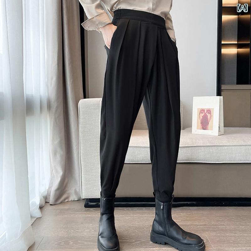 メンズ カジュアル パンツ スラックス ブーツ ドレープ レギンス 粘着性 小さい スーツ 組み合わせて