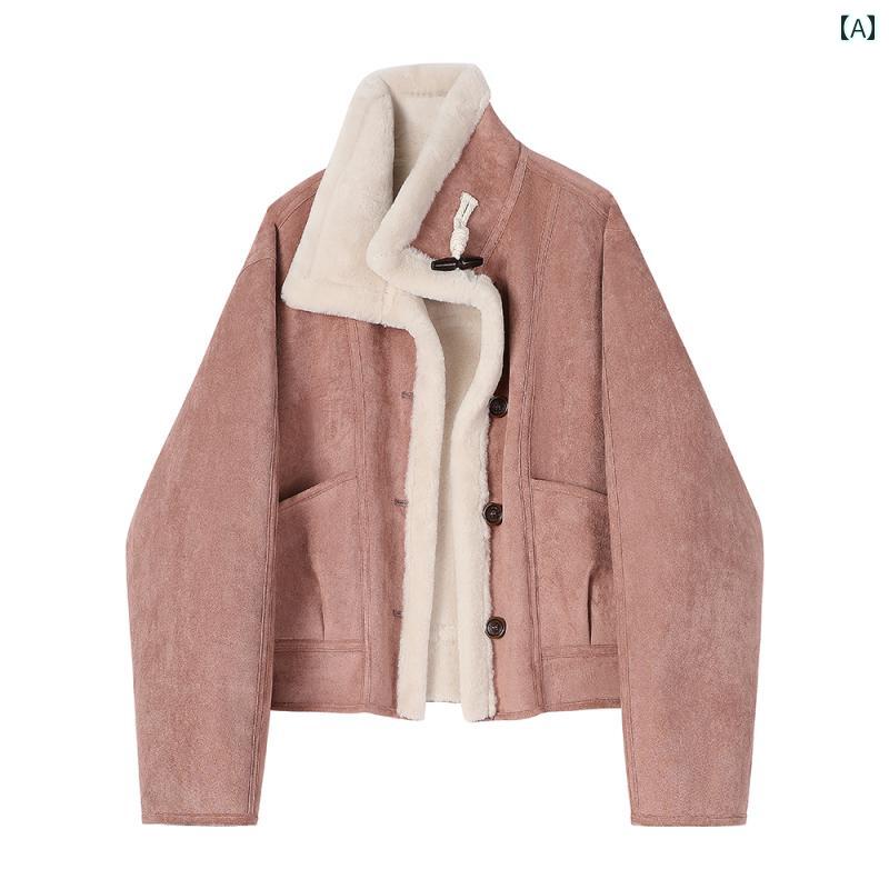 レディース カジュアル ファッション 韓国 スタンドカラー ファー ワンピース シェルパ ショート コート 秋冬 ハイエンド 小柄 スリム