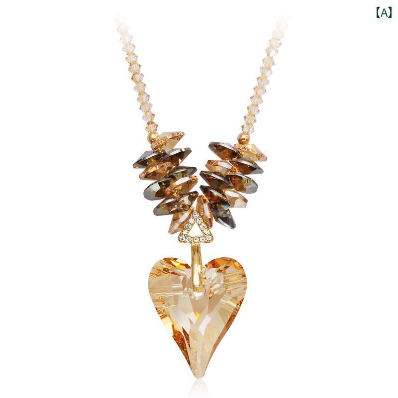 ペンダント ネックレス レディース ワンポイント アクセサリー 装飾的 ハート 鎖骨 チェーン ショート ..