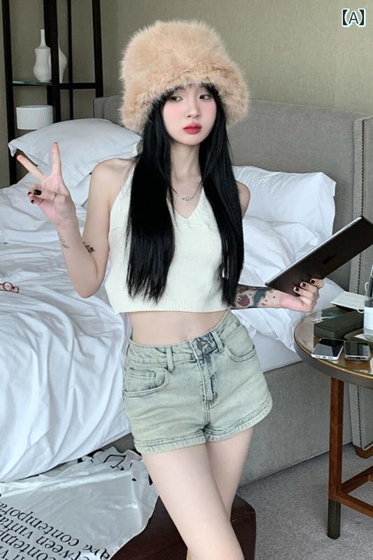 ショートパンツ ストリート レトロ デニム ショーツ レディース 夏 ハイウエスト スリム 女の子 ワイドレッグ パンツ ウォッシュ加工 ショート パンツ