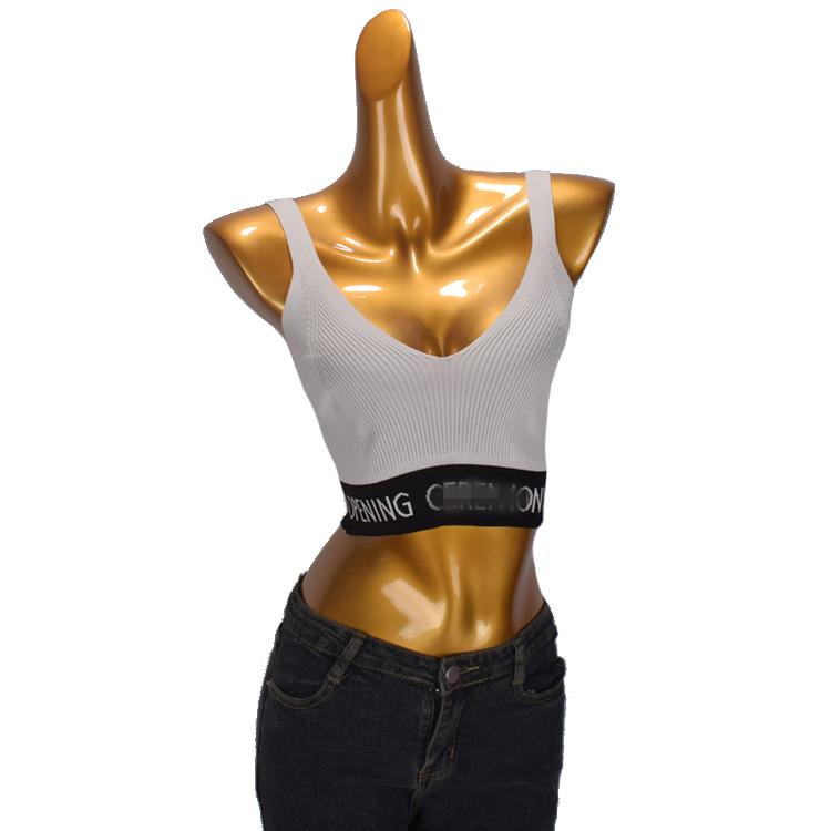 レディース ファッション 夏 韓国 スリム ストレッチ ショート レター ニット サスペンダー 魅惑的 へそ出し ベスト