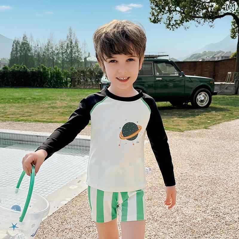 夏 水着 キッズ 男子 プール ビーチ 海水浴 スイミング ウェア 水遊び 子供 新 中型 スプリット 男性 ベビー 長袖 日焼け防止 速乾