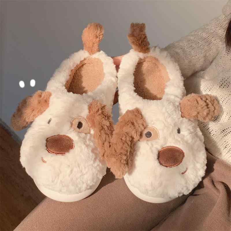 スリッパ ルームシューズ 冬 コットン レディース メンズ かわいい いぬ 厚 滑りにくい 保温性 EVA