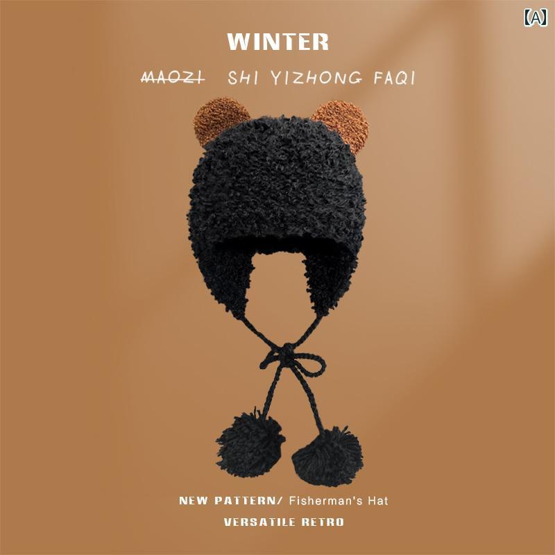 帽子 防寒 あったかい 柔らか かわいい 猫 耳 暖かい 女性 秋冬 厚く ベルベット ニット ロシア