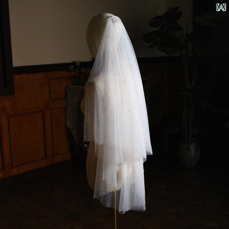 ウエディング ベール フレンチレースベール パール ブライダル 頭飾り 上品 フェアリー かわいい エレ..