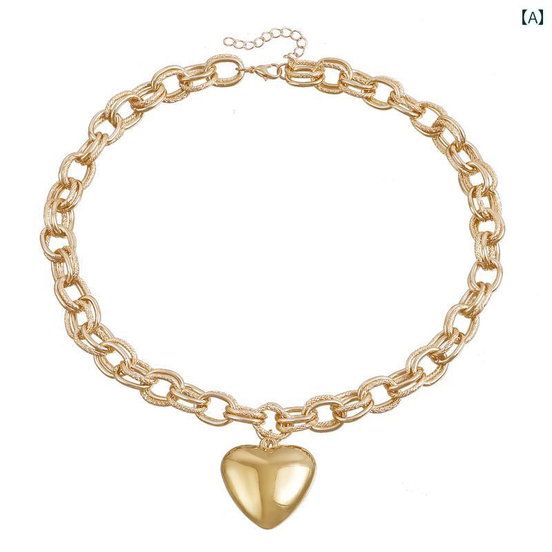 レディース ネックレス アクセサリー エスニック リゾート ビーチ 水着 海水浴 ビキニ アクセ アメリカ 誇張 ヒップ ホップ ストリート ファッション カー ダシ アン 立体 ラブ ペンダント 合金