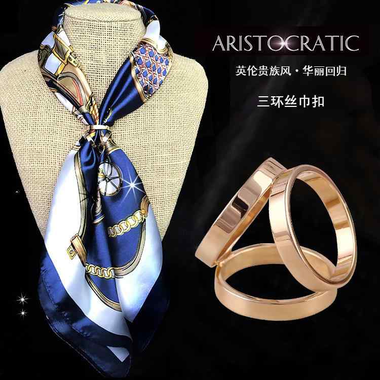 スカーフ リングバックル スカーフ スクエア スカーフ コーナー ノット バックル アクセサリー レディース ショールバックル