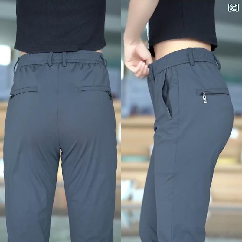 メンズ カジュアル 夏 パンツ フットネス ダンス トレーニング ズボン 冷感 サマー ビジネス スリム ストレート 速乾 通気性 スポーツ 薄手