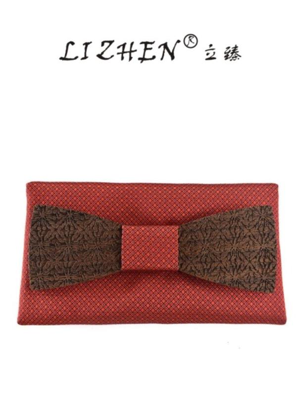 楽天セキュアデポ蝶ネクタイ ハンカチ セット 木 韓国 個性 アクセサリー 花柄 ポケットチーフ クール