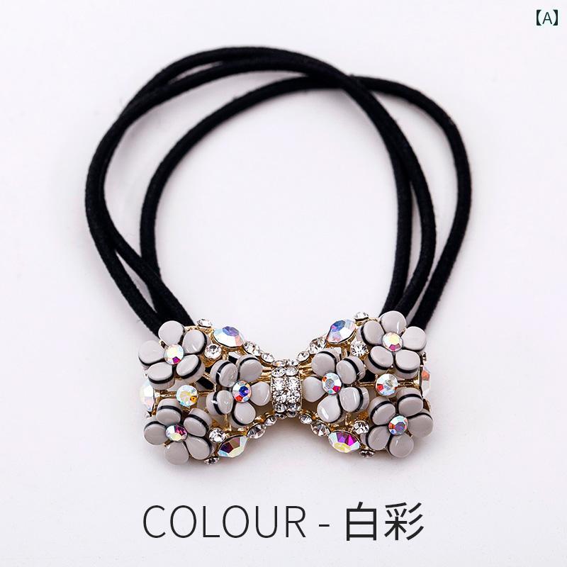 ヘア アクセサリー 髪留め ヘア ネクタイ ラインストーン ヘア ロープ 韓国 ファッション ヘッド ロー..