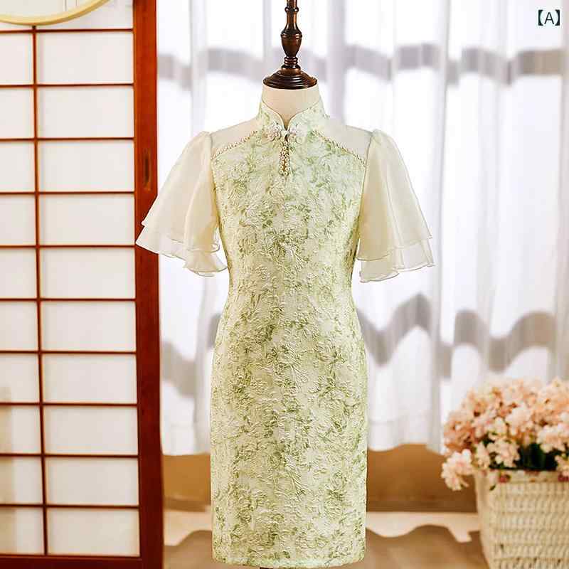 其它 - チャイナ ドレス キッズ コスプレ 緑 女の子 子供 夏 プリンセス 西洋風 秋 レディース グリーン フラワー