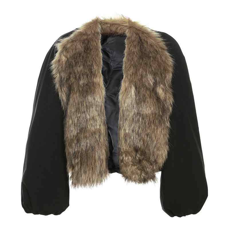 ジャケット レディース コットン 秋 冬 ショート サブカルチャー 誇張 大きい 毛皮 襟 シルエット 服 暖かい 毛皮