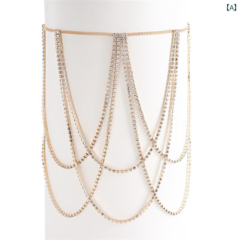 レディース 夏 チェーン アクセサリー レッグ ガーター 水着アクセ クラブ アクセ アメリカ 太もも フ..